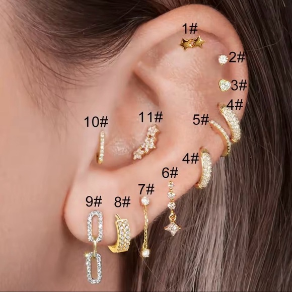 1pc Chain Helix Piercing Stud Cartilage Tragus - Picture 1 of 6